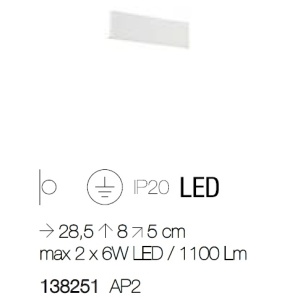 Aplica de perete design modern LED DESK AP2 BIANCO 138251 - Img 4