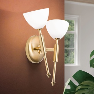 Aplica de perete design modern OPALDESIGN 2L dreapta, auriu mat - Img 2