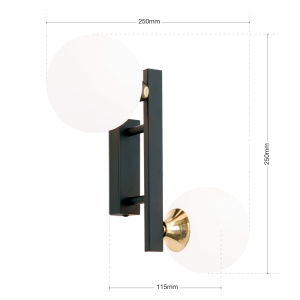 Aplica de perete design modern SNOWWHITE negru/auriu - Img 7