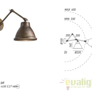 Aplica de perete design vintage, brat articulat, Loft 269.05.OF 50149 universul-luminii.ro