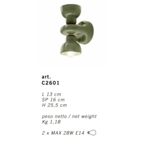 Aplica de perete din ceramica design italian realizata manual BERIMBAU 125779 universul-luminii.ro