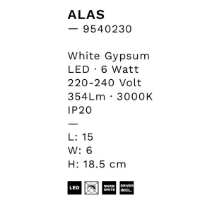 Aplica de perete din ghips Alas 238029 universul-luminii.ro