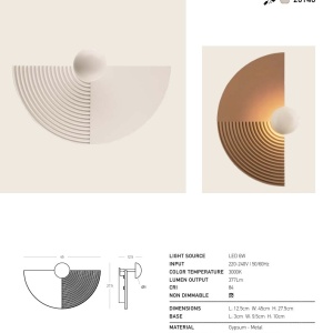 Aplica de perete din ghips LUNA LED 6W - Img 5