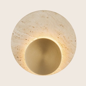 Aplica de perete din travertin si disc auriu LED VETRO - Img 5