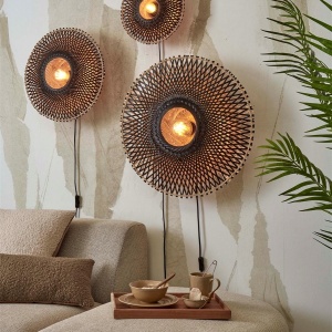 Aplica de perete eco din bambus Kalimantan 44cm nat/bl 55259 universul-luminii.ro