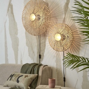 Aplica de perete eco din ratan Zanzibar flat 40cm S, white 121499 universul-luminii.ro