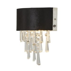 Aplica de perete eleganta cu abajur din catifea si cristale Glamour 2Lt 134659 universul-luminii.ro