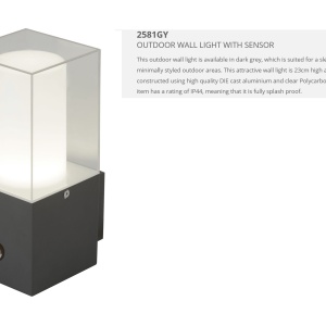 Aplica de perete exterior cu senzor de miscare Outdoor 2581GY SRT 74649 universul-luminii.ro