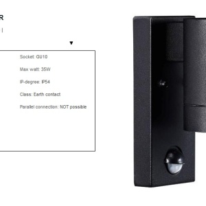 Aplica de perete exterior cu senzor, IP54 Tin Maxi negru 21509103 NL 60689 universul-luminii.ro