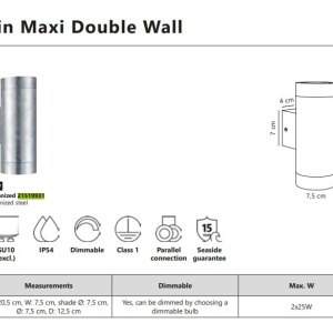 Aplica de perete exterior IP54 cu lumina sus / jos Tin Maxi Galvanized 221199 universul-luminii.ro