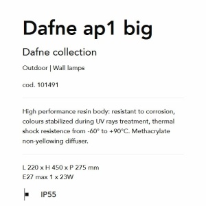 Aplica de perete exterior IP55 DAFNE AP1 BIG NERO 66719 universul-luminii.ro