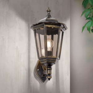 Aplica de perete exterior stil clasic IP43 Puchberg AL 11K/82570 schwarz-gold/rauch OR 249309 universul-luminii.ro