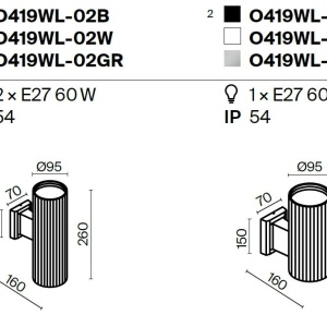 Aplica de perete exterior up/down, protectie IP54 Rando gri 120159 universul-luminii.ro