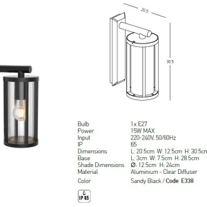 Aplica de perete iluminat exterior decorativ IP65 Mary 154229 universul-luminii.ro