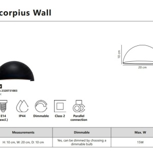 Aplica de perete iluminat exterior IP44 Scorpius Black 134229 universul-luminii.ro