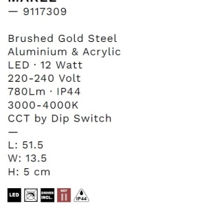 Aplica de perete LED baie IP44 MAREL auriu - Img 6
