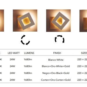 Aplica de perete LED design ambiental DALIA 22x22cm, negru/ auriu 220489 universul-luminii.ro