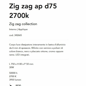 Aplica de perete LED lumina ambientala Zig zag ap d75 2700k, Alba - Img 4