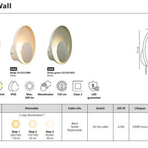 Aplica de perete LED moderna lumina ambientala Marsi verde 220889 universul-luminii.ro