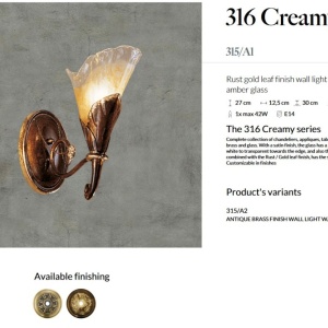 Aplica de perete LUX design clasic realizata manual 316 Creamy 144359 universul-luminii.ro