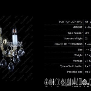 Aplica de perete Maria Theresa cu 2 brate, cristal Bohemia N24 001/02/1 183239 universul-luminii.ro