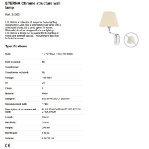 Aplica de perete moderna design elegant ETERNA crom/alb 190019 universul-luminii.ro