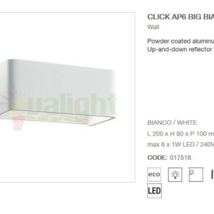 Aplica de perete moderna, iluminat LED up-and-down, CLICK AP D20 BIANCO 017518 - Img 2