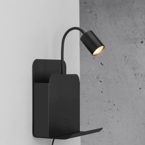 Aplica de perete, mufa USB, design modern ROOMI negru 2112551003 NL 94219 universul-luminii.ro