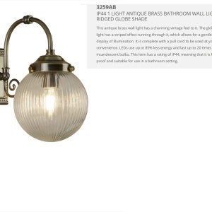 Aplica de perete pentru baie IP44 Belvue 3259AB SRT - Img 3