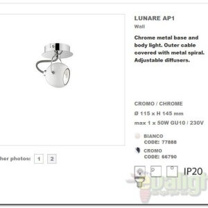 Aplica de perete,Plafonier reglabil LUNARE AP1 Cromo 066790 47349 universul-luminii.ro