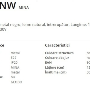 Aplica de perete stil natural minimalist MINA natur 117909 universul-luminii.ro