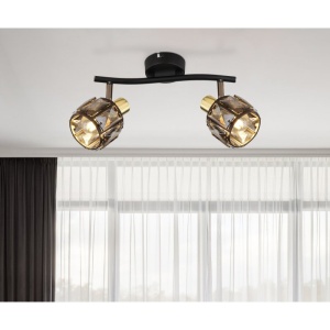 Aplica de perete / tavan cu 2 spoturi design modern INDIANA auriu, negru 114059 universul-luminii.ro
