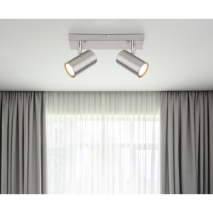 Aplica de perete / tavan cu 2 spoturi directionabile design modern ROBBY nickel mat