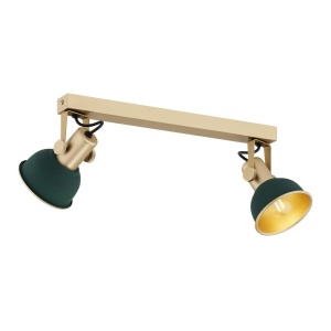 Aplica de perete / tavan cu 2 spoturi directionabile design modern Lenora auriu, verde 124879 universul-luminii.ro