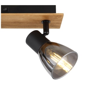 Aplica de perete / tavan cu 2 spoturi directionabile design modern CLAUDE negru, maro 210669 universul-luminii.ro