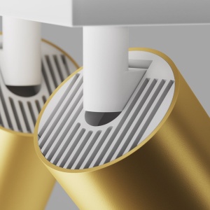 Aplica de perete / tavan cu 2 spoturi directionabile design tehnic Focus S alb, auriu mat 67229 universul-luminii.ro