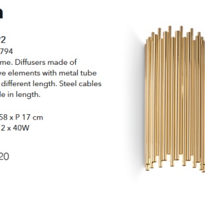 Aplica din metal design clasic PAN AP2, auriu 208794 - Img 3