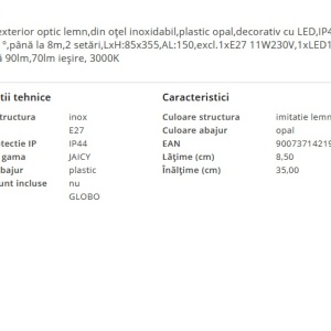 Aplica exterior cu senzor de miscare IP44 JAICY 203429 universul-luminii.ro