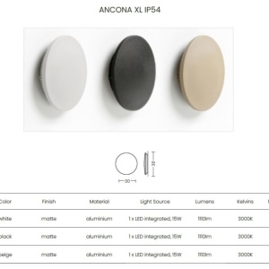 Aplica exterior LED ambientala ANCONA XL IP54 3000K alba - Img 2