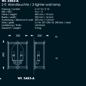 Aplica iluminat exterior din fier forjat WL 3483-A 61389 universul-luminii.ro