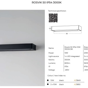 Aplica LED ambientala de exterior IP54 ROSVIK 50cm 2x10W 59069 universul-luminii.ro