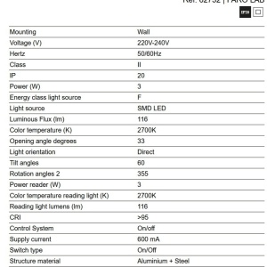 Aplica LED cu reader directionabil DANTE aurie 3W 2700K - Img 6