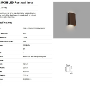 Aplica LED de exterior ambientala design modern decorativ IP54 NAIROBI maro rustic 82569 universul-luminii.ro