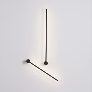 Aplica LED de perete design minimalist Synthesi negru H-90cm - Img 1