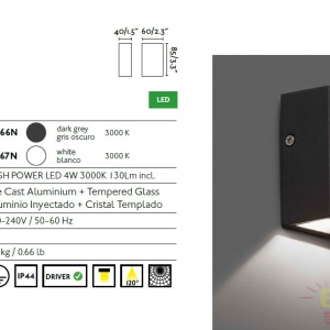 Aplica LED de perete exterior IP44 CANON-2 alba 70567N 55179 universul-luminii.ro