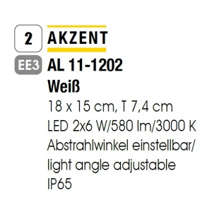 Aplica LED de perete exterior, lumina ambientala, protectie IP65, AKZENT alb 95129 universul-luminii.ro