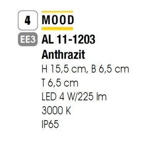 Aplica LED de perete exterior, protectie IP65, Mood antracit 95119 universul-luminii.ro