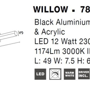 Aplica LED de perete pentru baie design modern WILLOW negru 115579 universul-luminii.ro