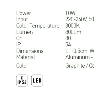 Aplica LED de perete pentru iluminat exterior, IP54 Tred grafit 118239 universul-luminii.ro