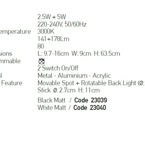 Aplica LED de perete stil minimalist Mija alba 155099 universul-luminii.ro